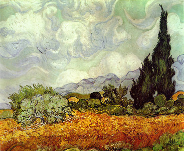 Bzafld ciprusokkal. Van Gogh festmnye.