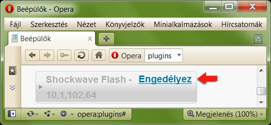 Flash engedlyezse Opera bngszben.