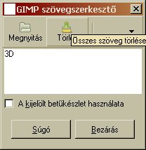 A GIMP szvegszerkesztjnek ablaka.