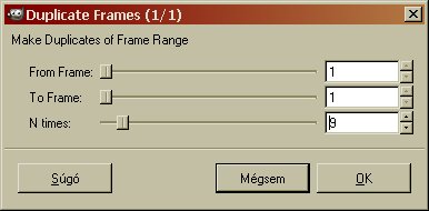 Duplicate frames, azaz kpkockk sokszorozsa funkci ablaka.
